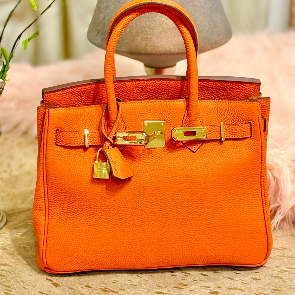 Orange Leather Handbag - Picture 5 of 7